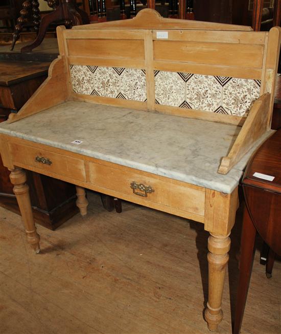 Pine washstand with marble top